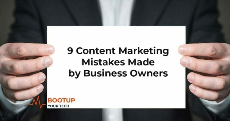 man holding sign content marketing mistake